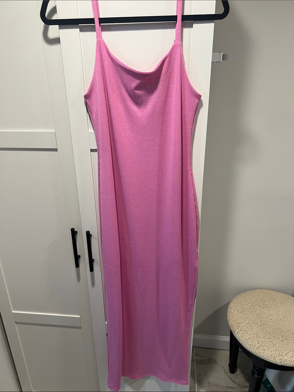 Vici Pink Ribbed Maxi Slip Dress